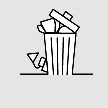 Gefüllte Mülltonne mit Link zu Information zur Verwertung / Entsorgung der Abfallsorten
